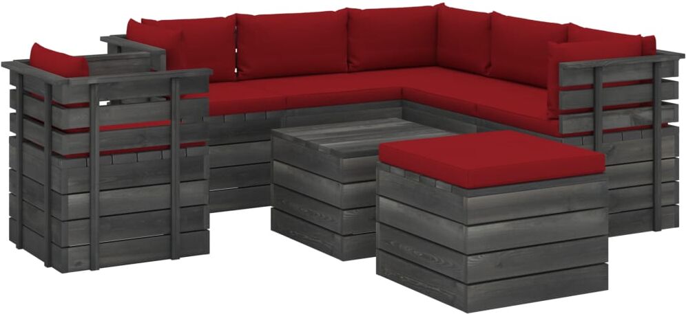 vidaXL 8-delige Loungeset met kussens pallet massief grenenhout