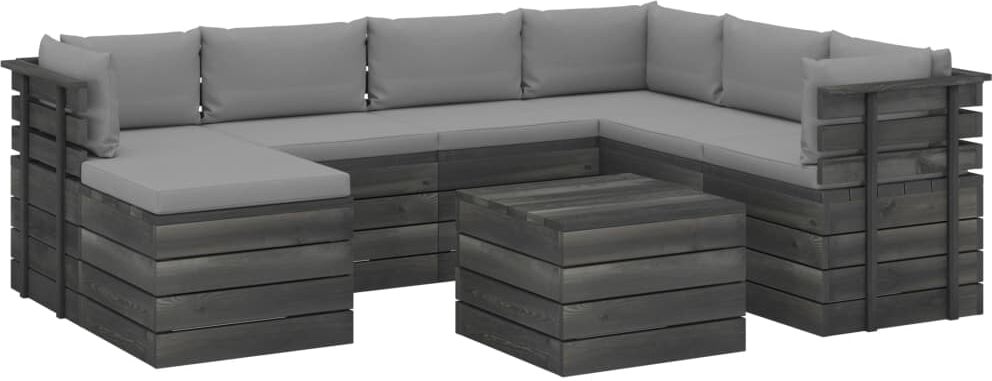 vidaXL 8-delige Loungeset pallet met kussens massief grenenhout