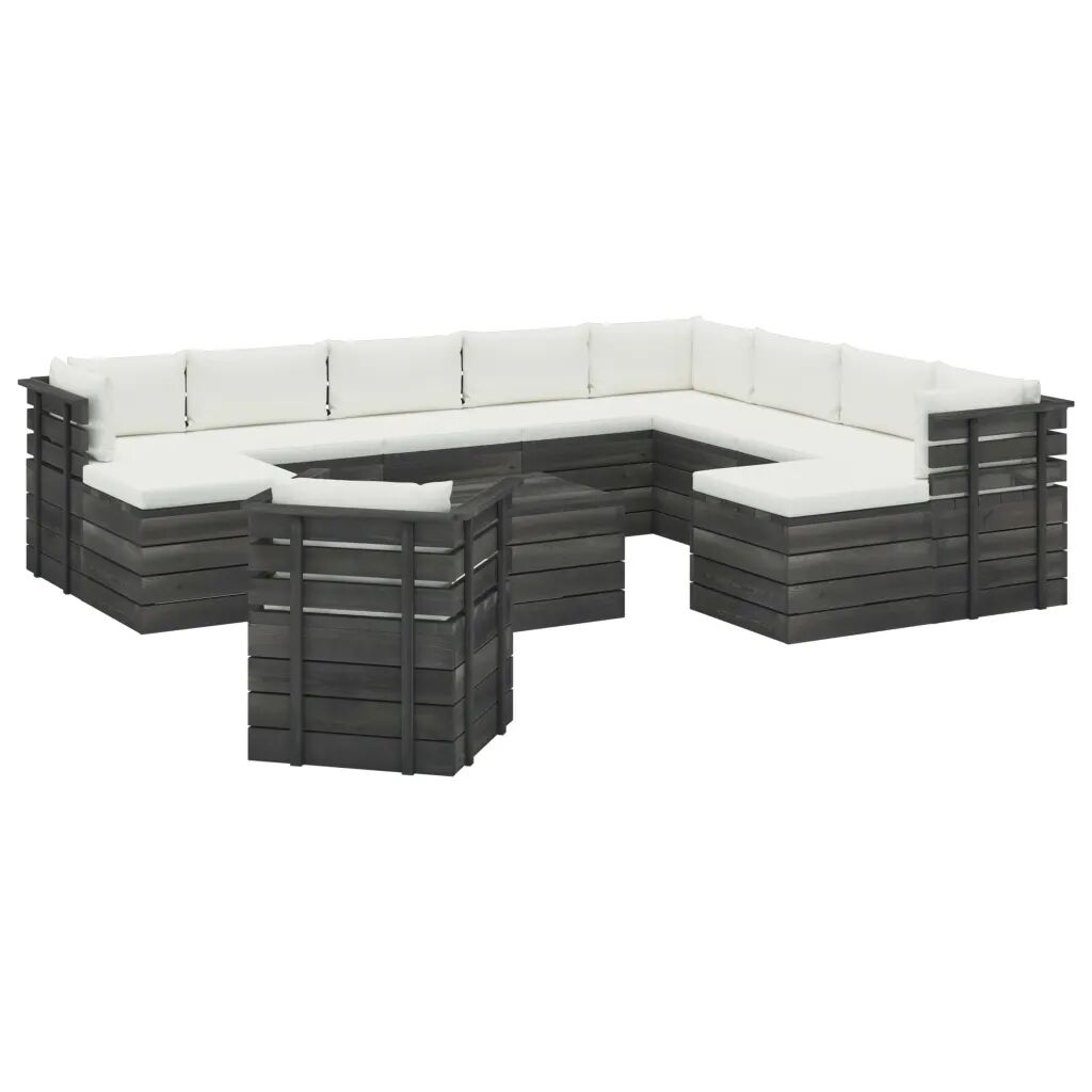 vidaXL 12-delige Loungeset pallet met kussens massief grenenhout