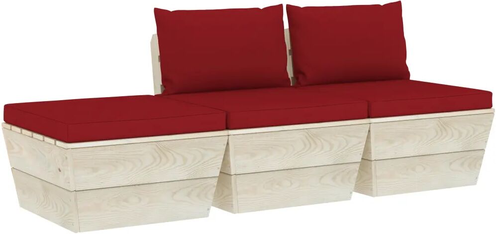 vidaXL 3-delige Loungeset met kussens pallet vurenhout