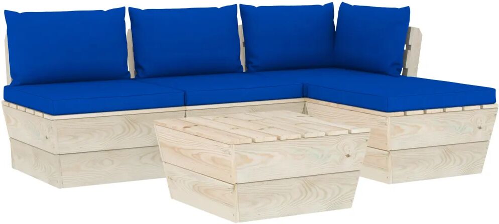 vidaXL 5-delige Loungeset met kussens pallet vurenhout