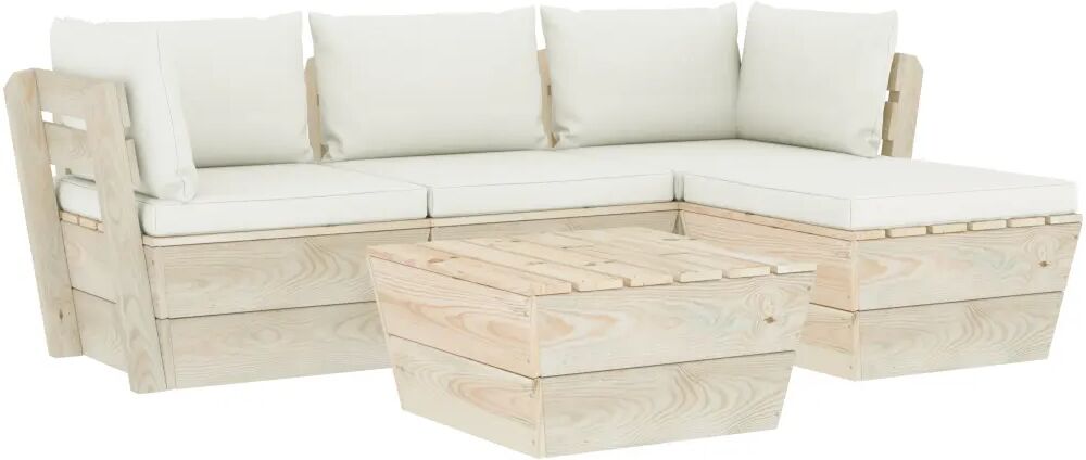 vidaXL 5-delige Loungeset met kussens pallet vurenhout