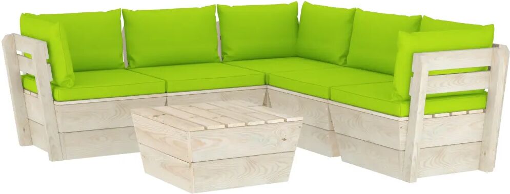 vidaXL 6-delige Loungeset met kussens pallet vurenhout