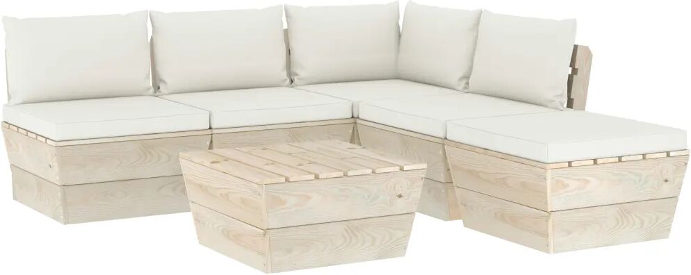 vidaXL 6-delige Loungeset met kussens pallet vurenhout