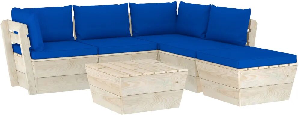 vidaXL 6-delige Loungeset met kussens pallet vurenhout