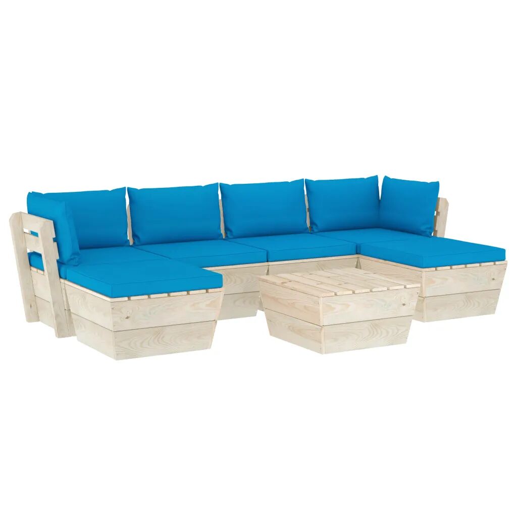 vidaXL 7-delige Loungeset met kussens pallet vurenhout