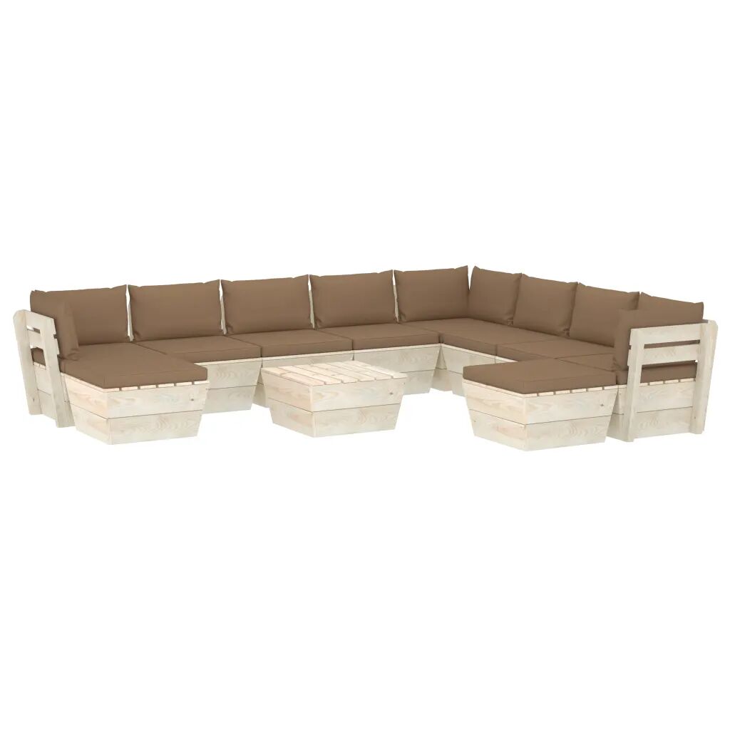 vidaXL 11-delige Loungeset met kussens pallet vurenhout