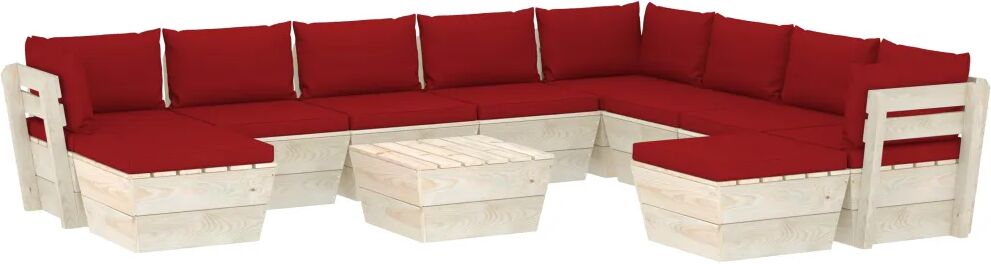 vidaXL 11-delige Loungeset met kussens pallet vurenhout