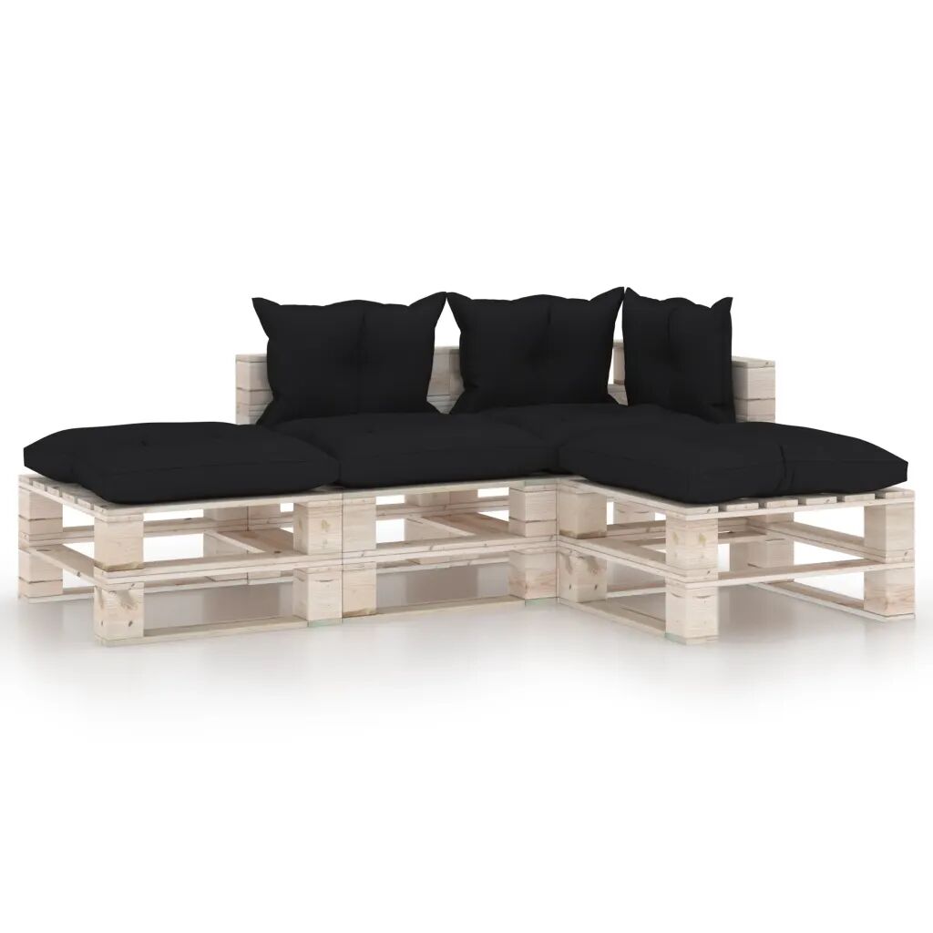 vidaXL 4-delige Loungeset met kussens pallet grenenhout