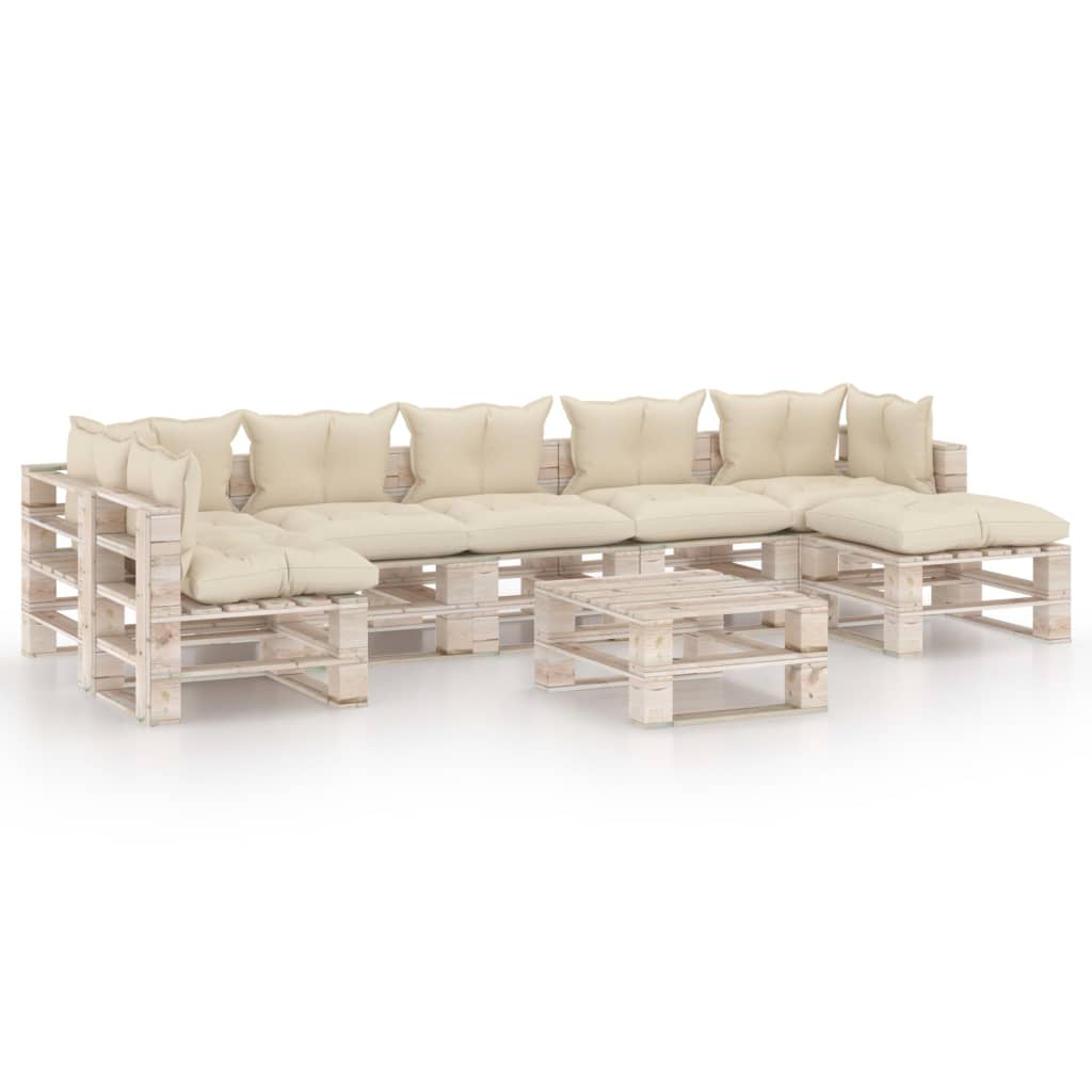 vidaXL 8-delige Loungeset met kussens pallet grenenhout