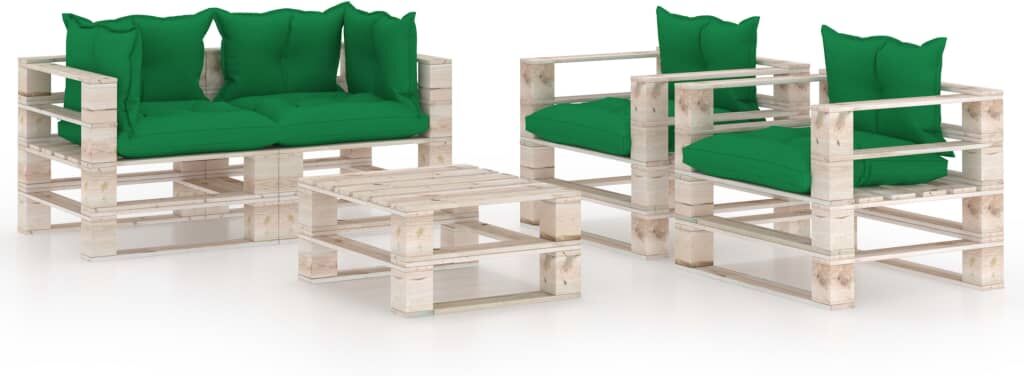 vidaXL 5-delige Loungeset met kussens pallet grenenhout