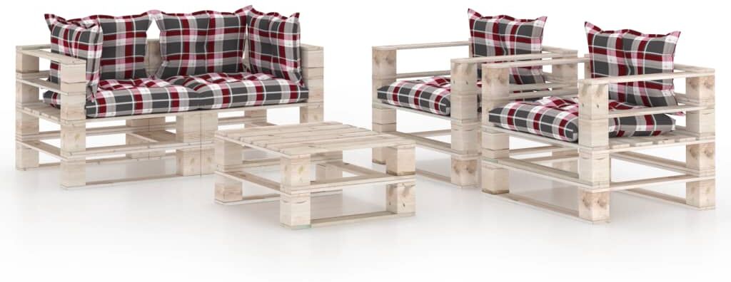 vidaXL 5-delige Loungeset met kussens pallet grenenhout