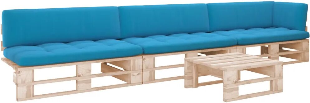 vidaXL 4-delige Loungeset pallet met kussens geïmpregneerd grenenhout