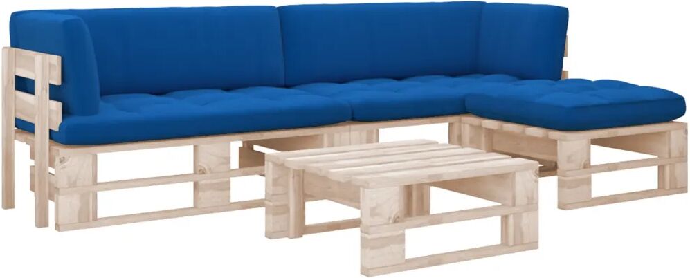 vidaXL 4-delige Loungeset pallet met kussens geïmpregneerd grenenhout