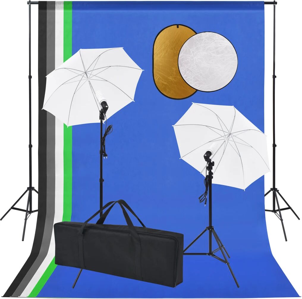 vidaXL Fotostudioset met lampen, paraplu's, achtergrond en reflector