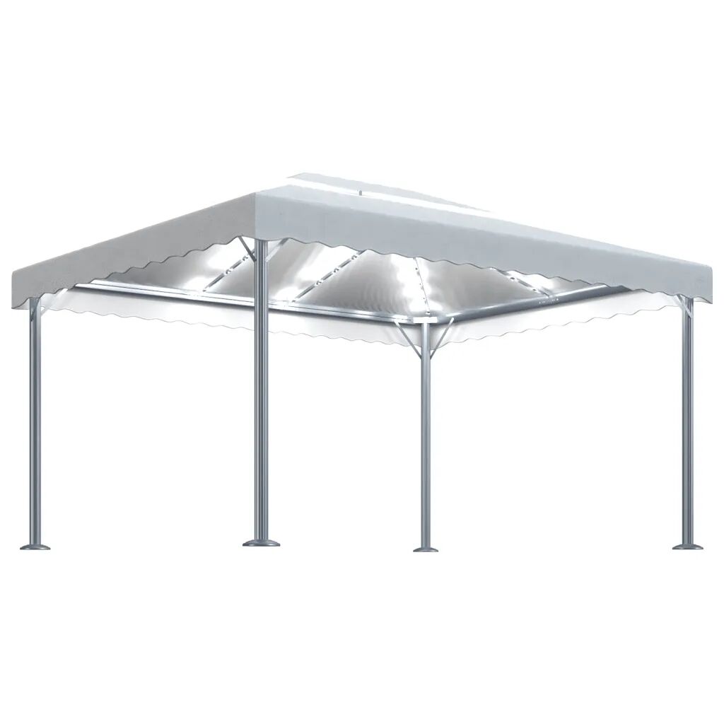 vidaXL Prieel met LED-lichtslinger 400x300 cm aluminium crèmekleurig