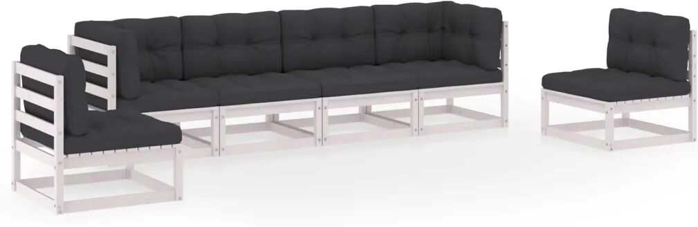 vidaXL 6-delige Loungeset met kussens massief grenenhout