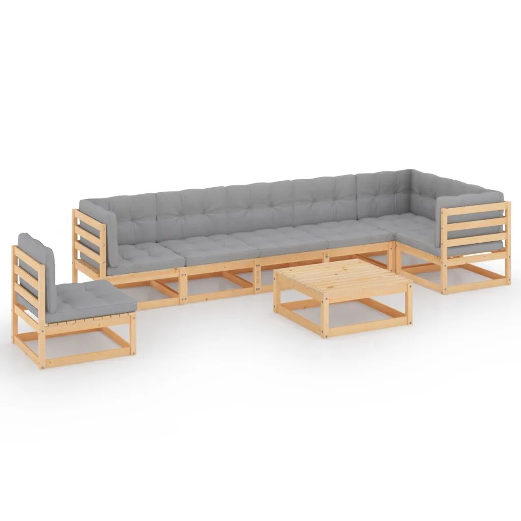 vidaXL 8-delige Loungeset met kussens massief grenenhout