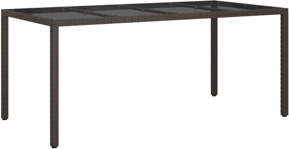 vidaXL Tuintafel 190x90x75 cm gehard glas en poly rattan bruin