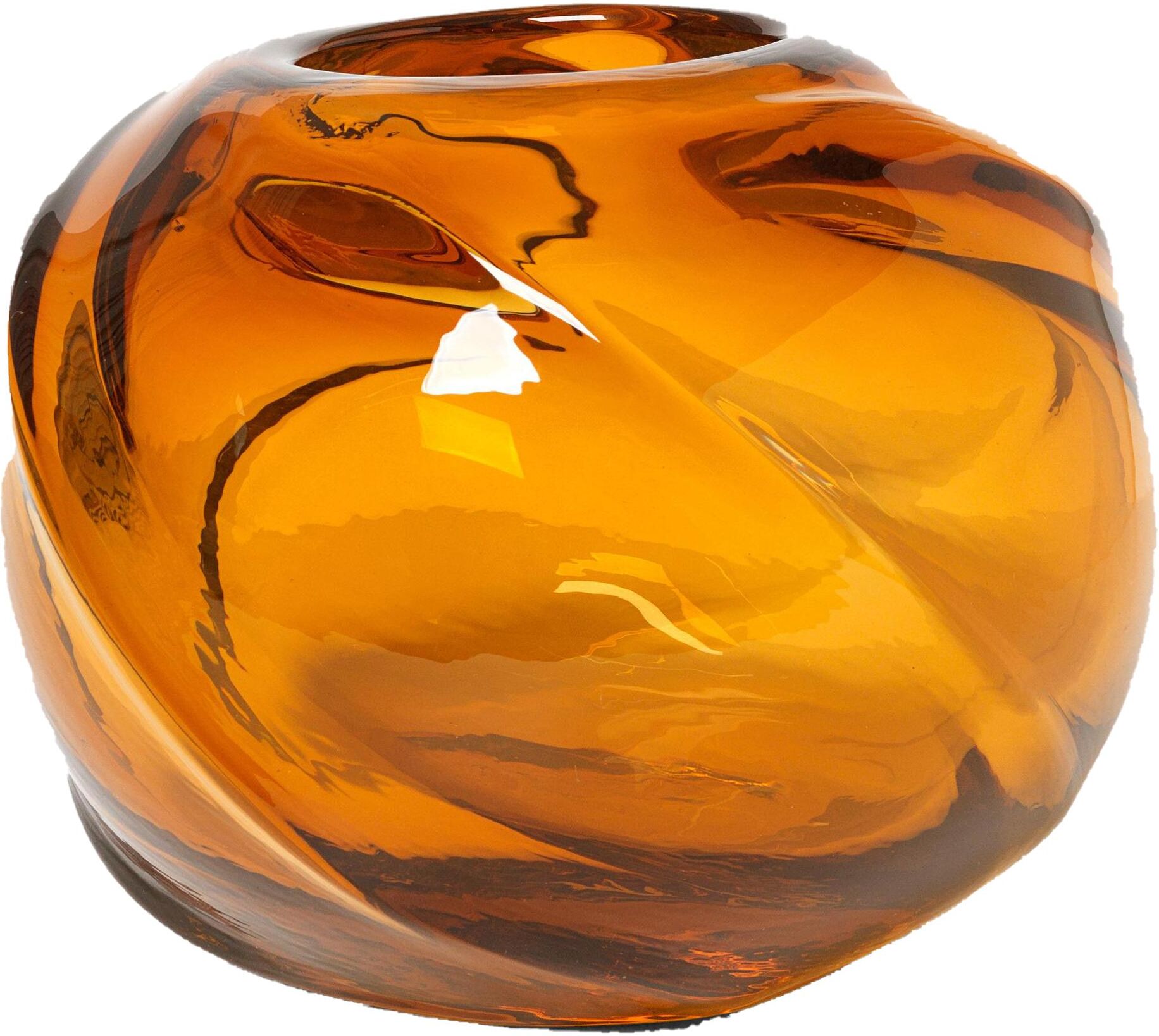 Ferm Living Water swirl vaas rond amber