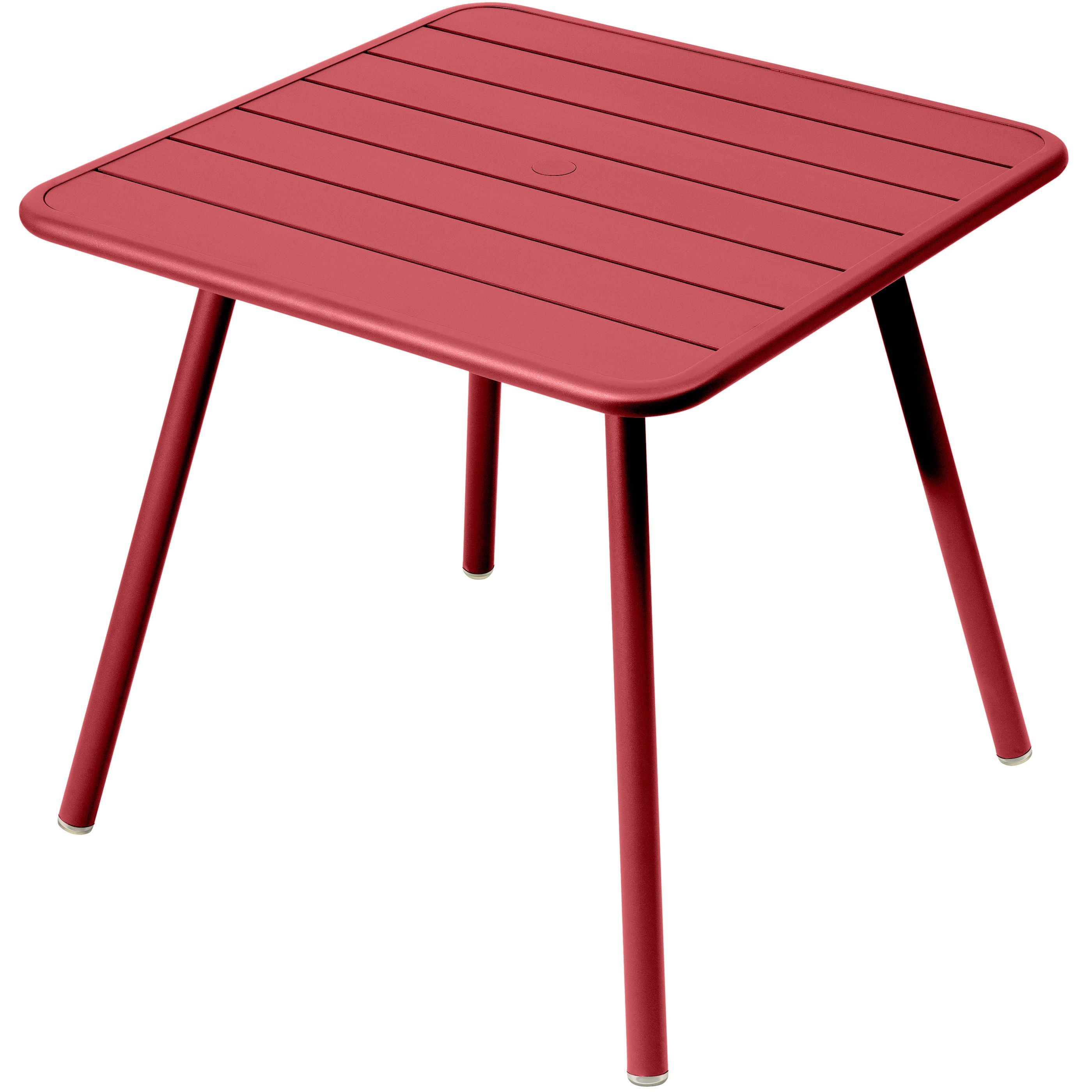 Fermob Luxembourg tuintafel vierpoot 80x80 Chili