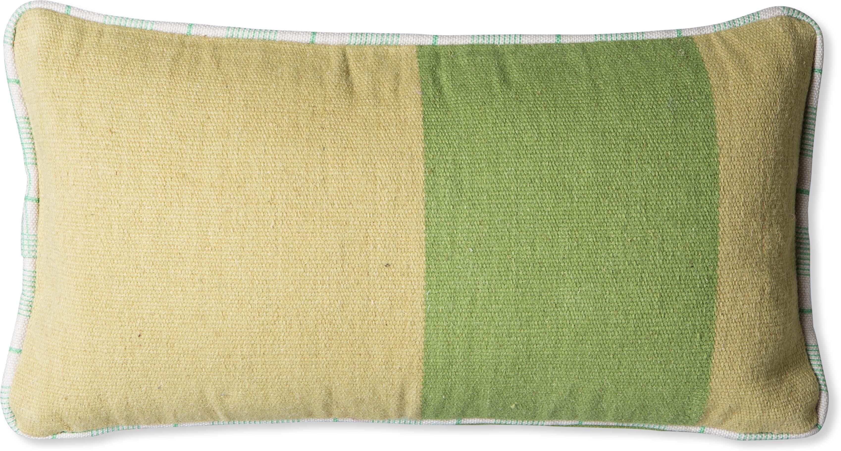 HKliving Hand Woven Wool kussen 38x74 groen