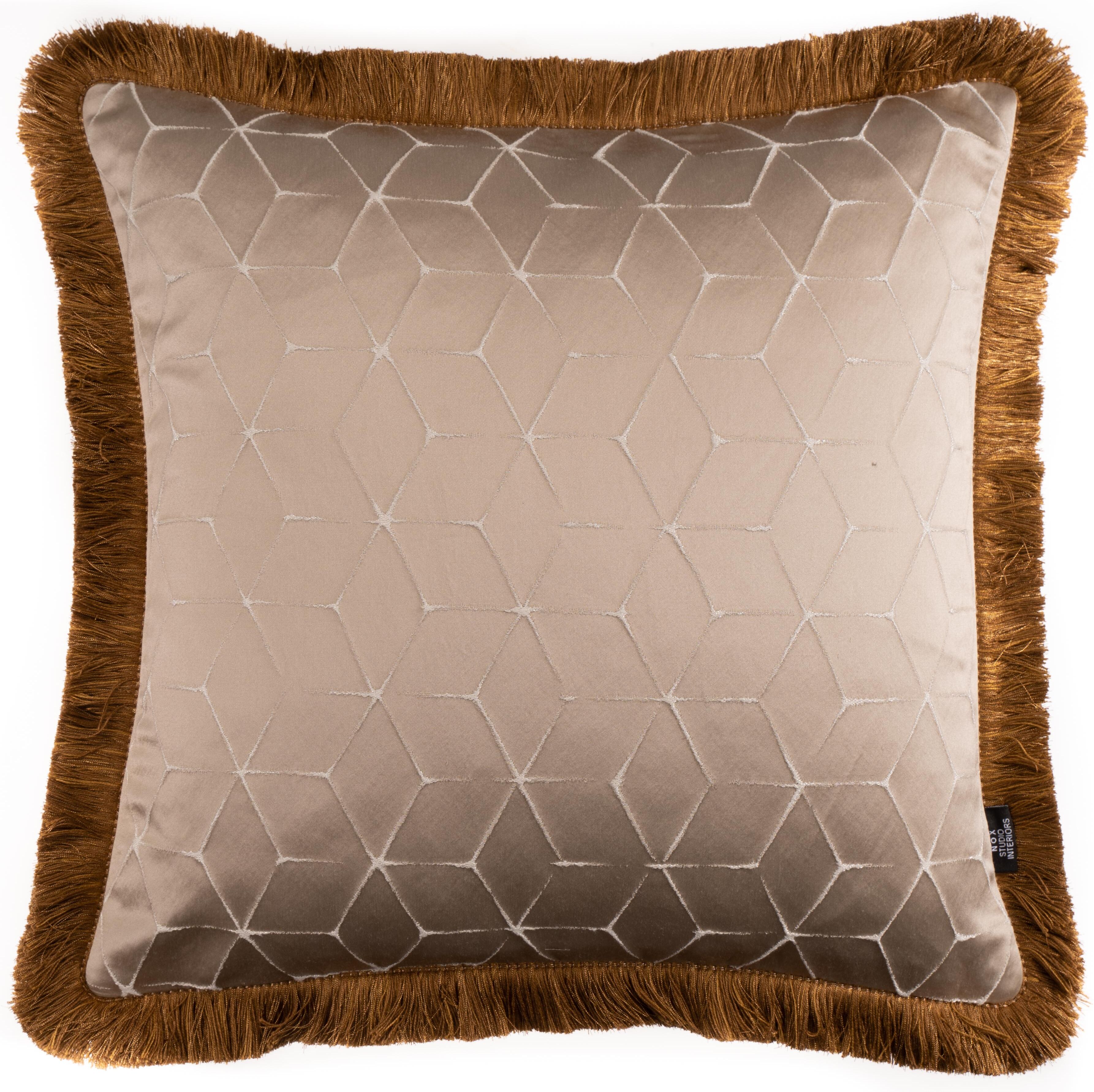 Nox Studio Geo Fringe kussen 45x45 zilver