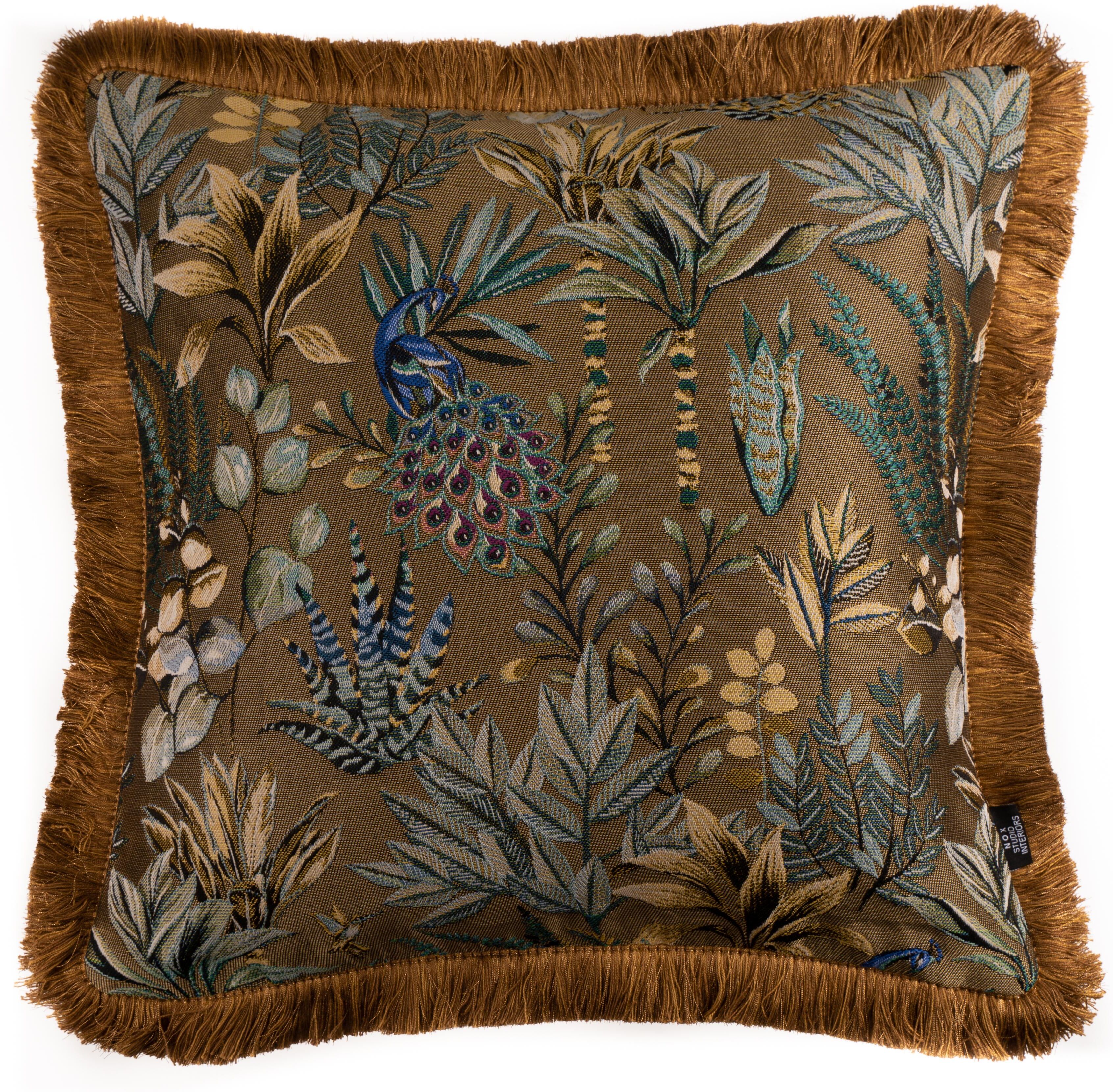 Nox Studio Jungle Fringe kussen 45x45 groen