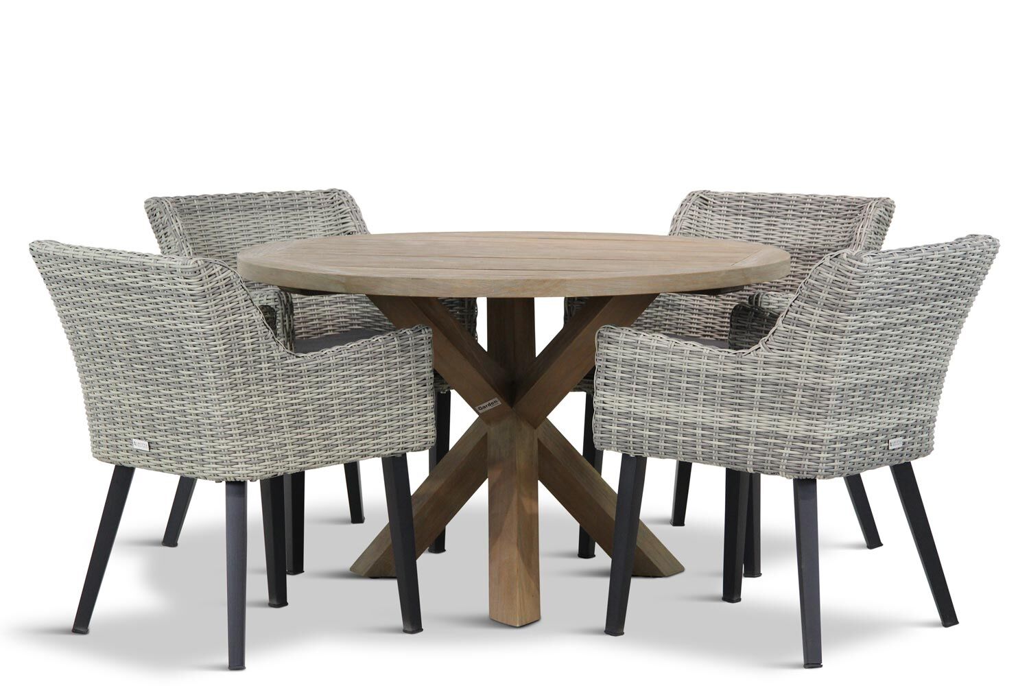 Garden Collections Milton/Sand City rond 120 cm dining tuinset 5-delig - Grijs-antraciet