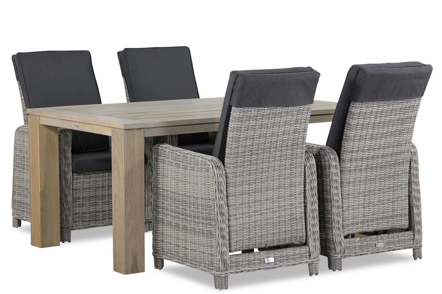 Garden Collections Bello/Brighton 165 cm dining tuinset 5-delig - Grijs-antraciet