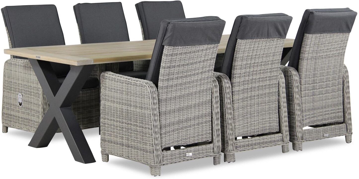 Garden Collections Bello/Cardiff 240 cm dining set 7-delig - Grijs-antraciet