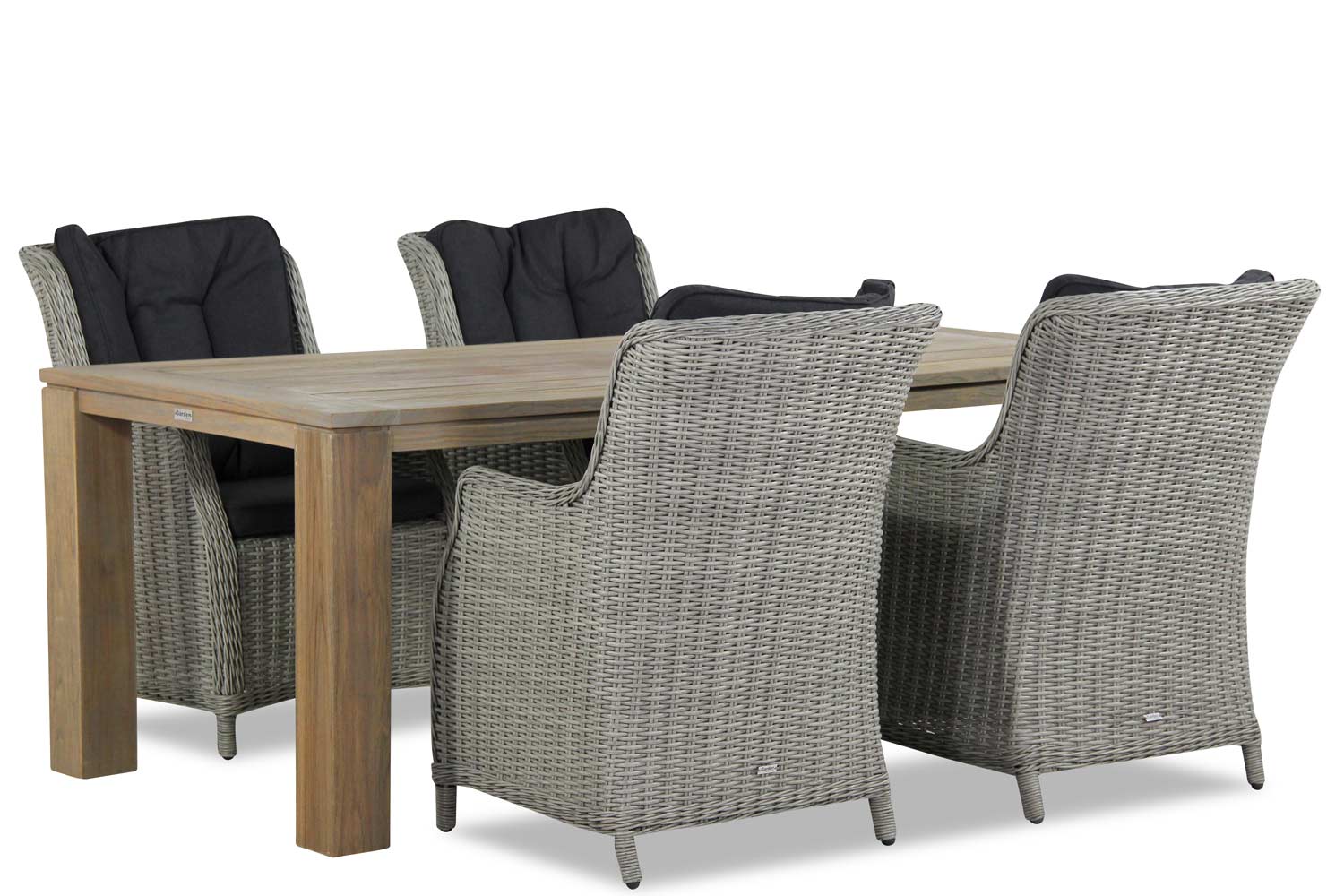 Garden Collections Buckingham/Brighton 200 cm dining tuinset 5-delig - Grijs-antraciet