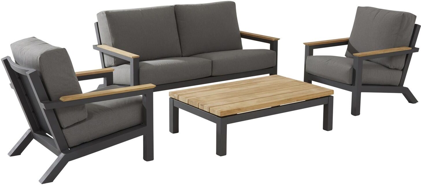 4 Seasons Outdoor Capitol stoel-bank loungeset 4-delig - Grijs-antraciet