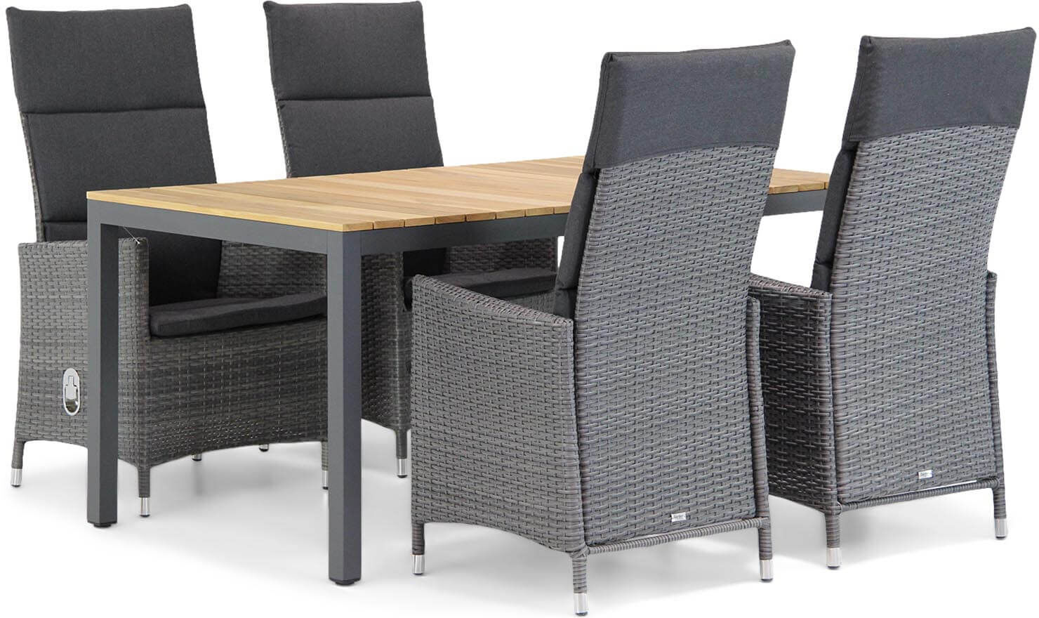 Garden Collections Denver/Mazzarino 160 cm dining tuinset 5-delig - Grijs-antraciet