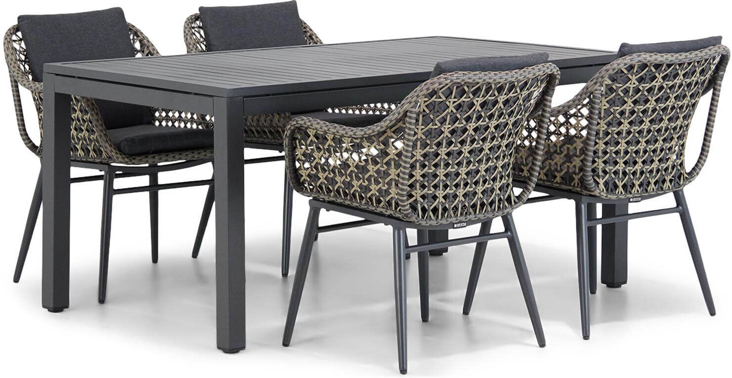 Lifestyle Garden Furniture Lifestyle Dolphin/Concept 160 cm dining tuinset 5-delig - Taupe-naturel-bruin