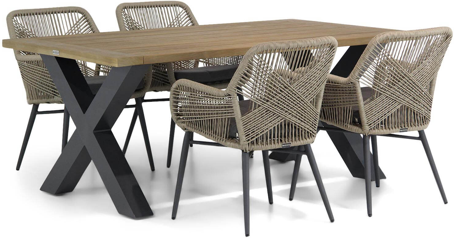 Lifestyle Garden Furniture Lifestyle Advance/Cardiff 180 cm dining tuinset 5-delig - Taupe-naturel-bruin