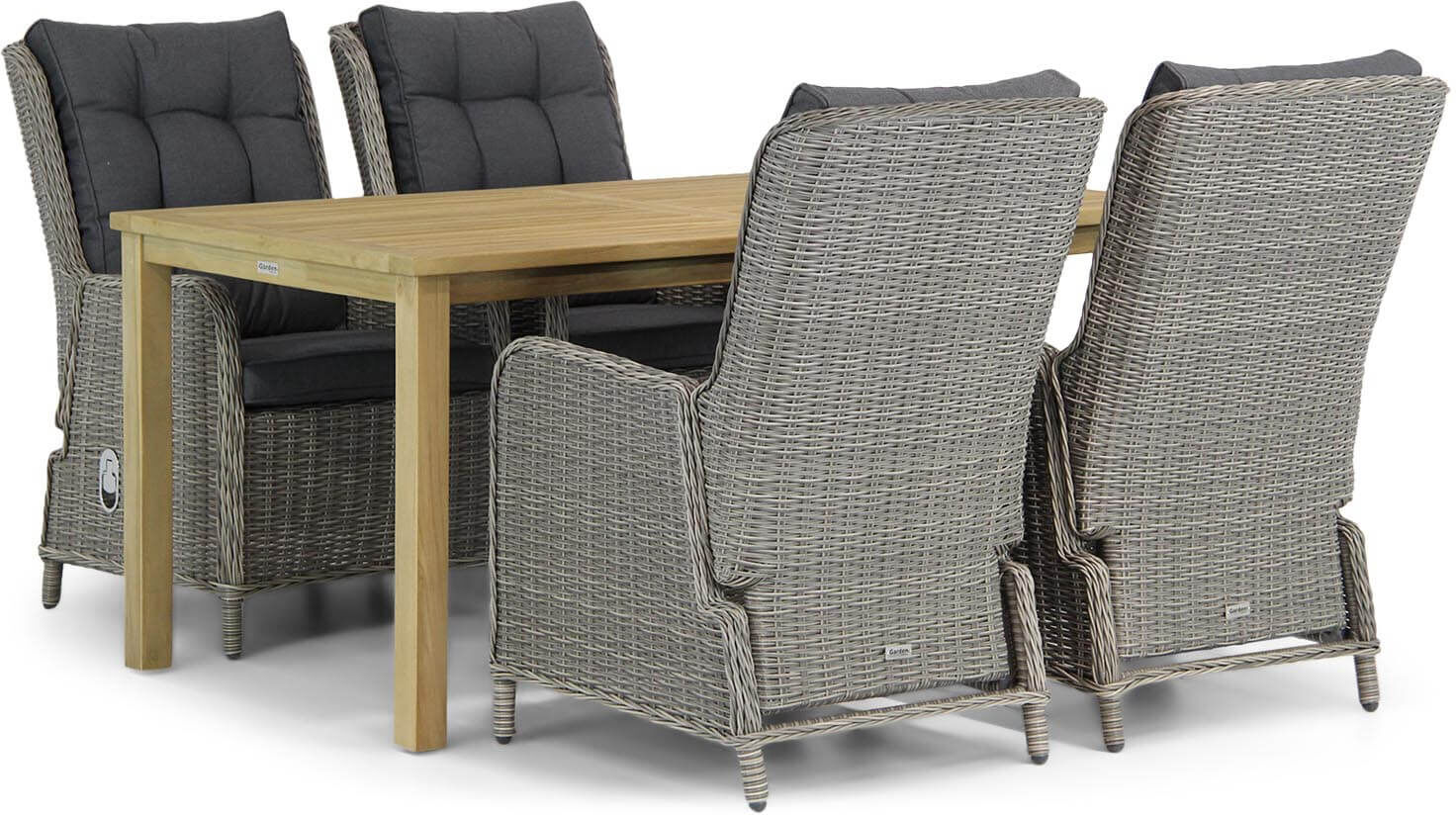 Garden Collections Kingston/Weston 160 cm dining tuinset 5-delig - Grijs-antraciet