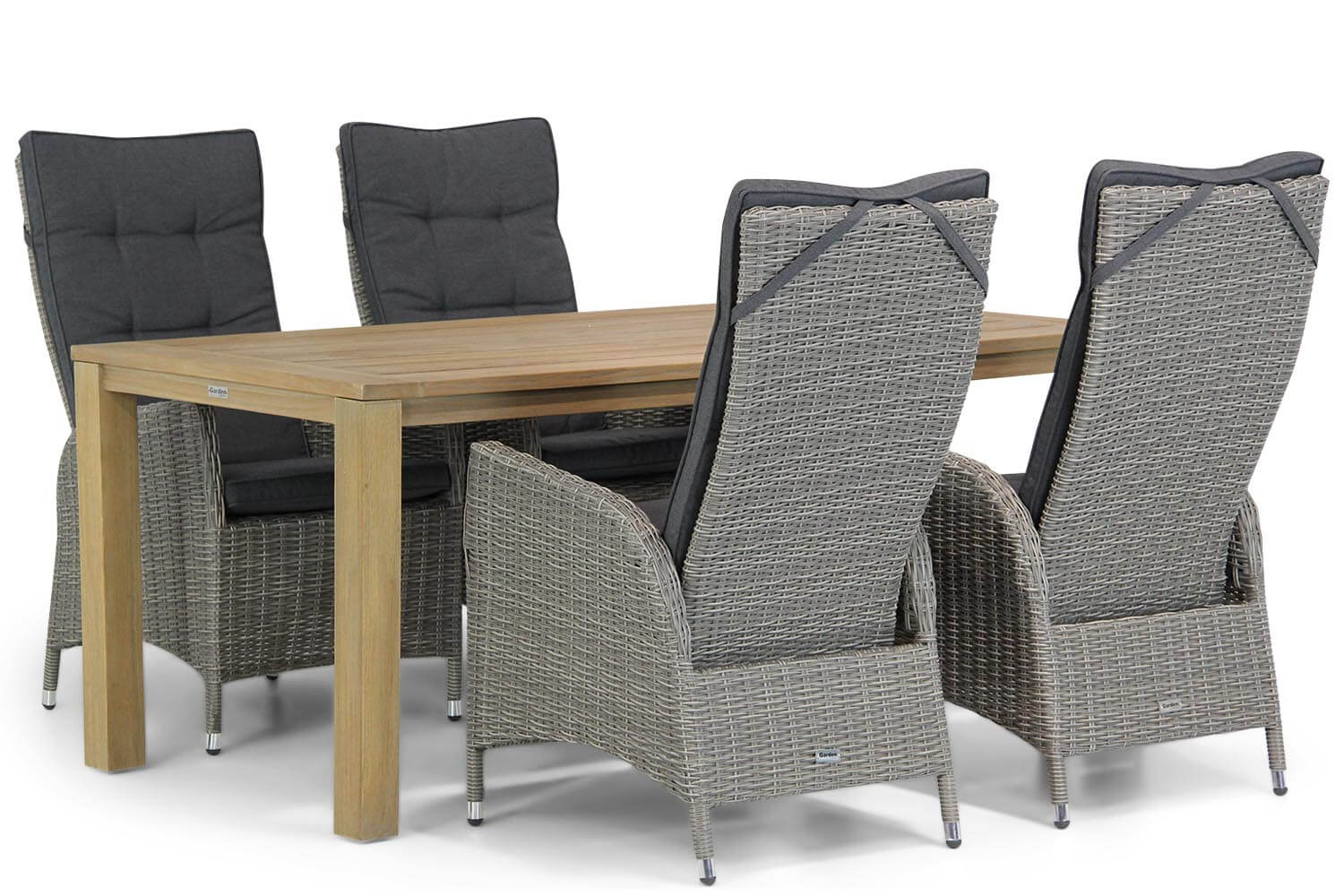 Garden Collections Lincoln/Bristol 180 cm dining tuinset 5-delig - Grijs-antraciet