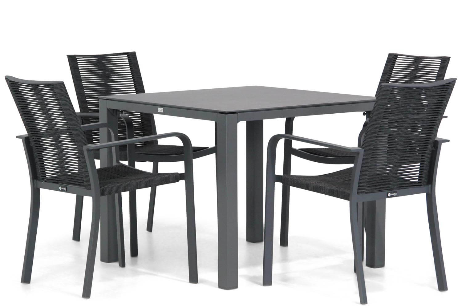 Santika Furniture Santika Annisa/Pallazo 90 cm dining tuinset 5-delig - Grijs-antraciet