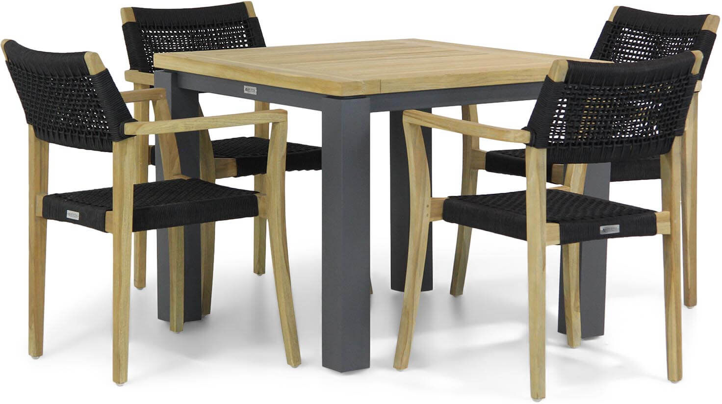 Lifestyle Garden Furniture Lifestyle Dallas/Veneto 90 cm dining tuinset 5-delig - Zwart