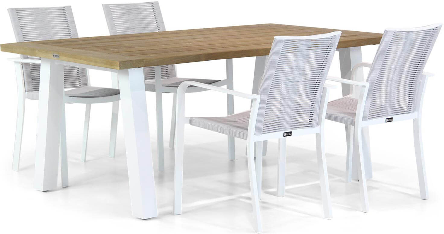 Santika Furniture Santika Annisa/Glasgow 180 cm dining tuinset 5-delig - Wit