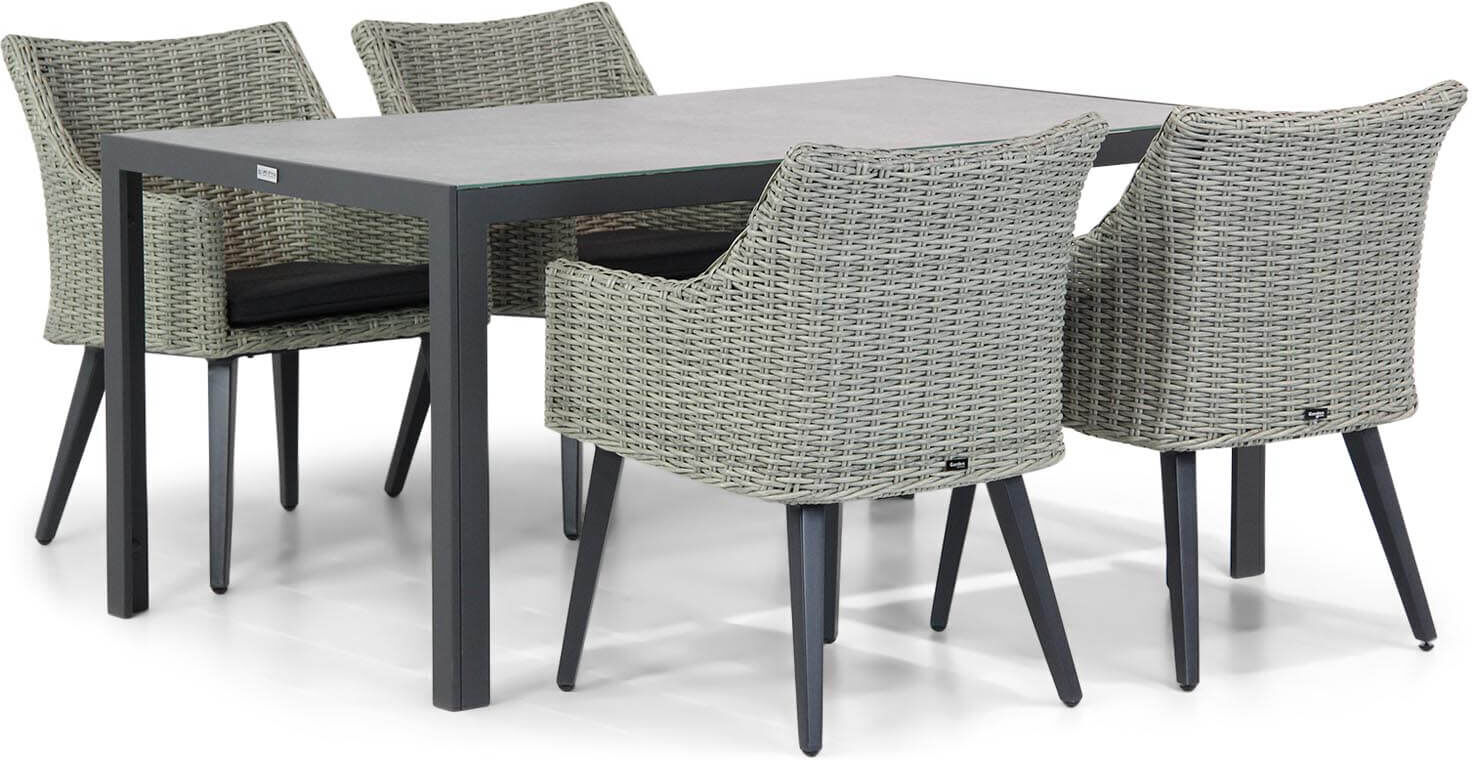 Garden Collections Milton/Varano 160 cm dining tuinset 5-delig - Grijs-antraciet