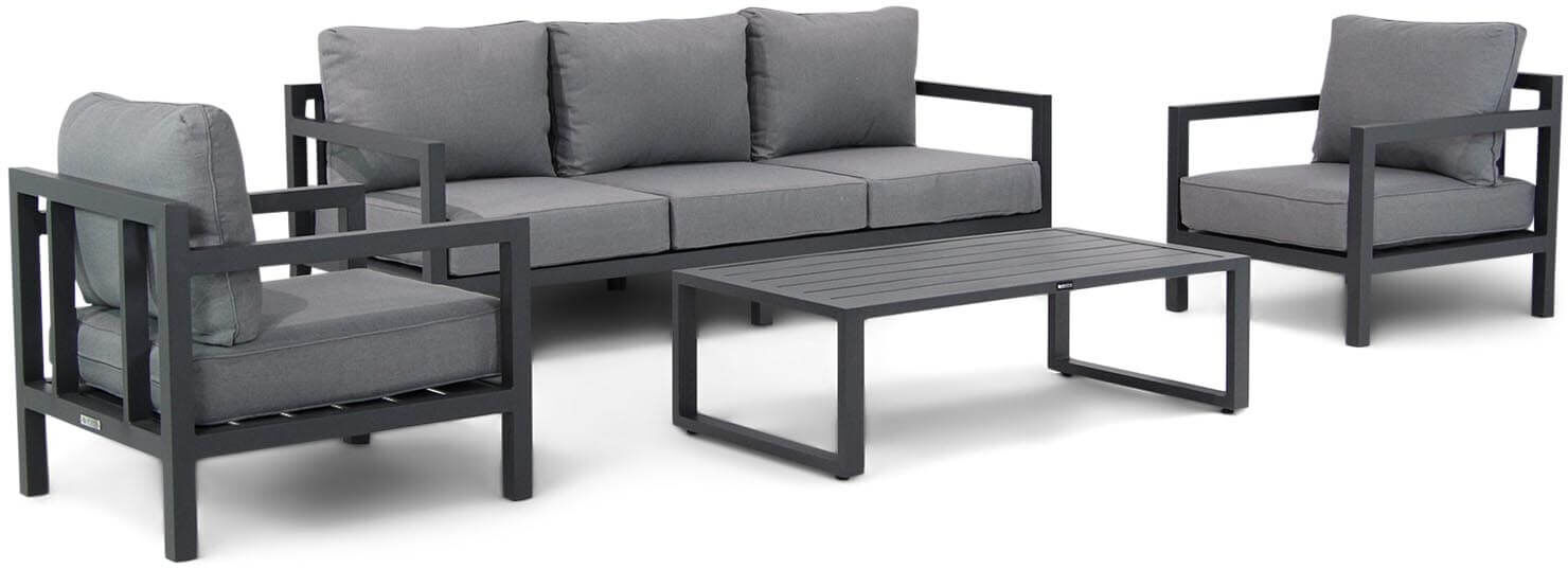 Lifestyle Garden Furniture Lifestyle Lagos stoel-bank loungeset 4-delig - Grijs-antraciet