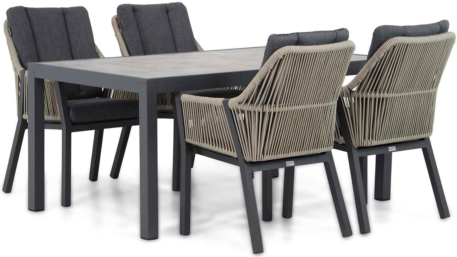 Lifestyle Garden Furniture Lifestyle Verona/Residence 164 cm dining tuinset 5-delig - Taupe-naturel-bruin