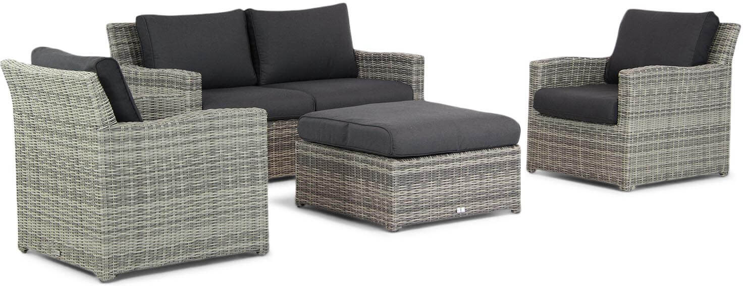 Garden Collections Giardino stoel-bank loungeset 4-delig - Grijs-antraciet