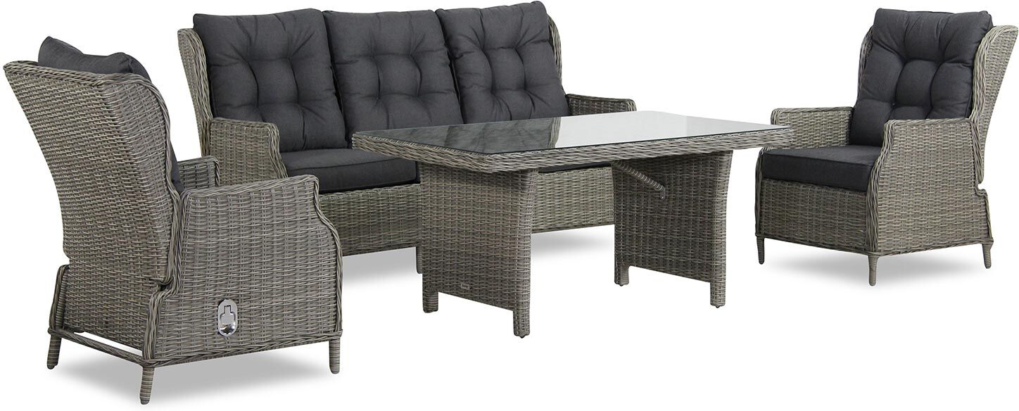 Garden Collections New Castle dining loungeset 4-delig - Grijs-antraciet