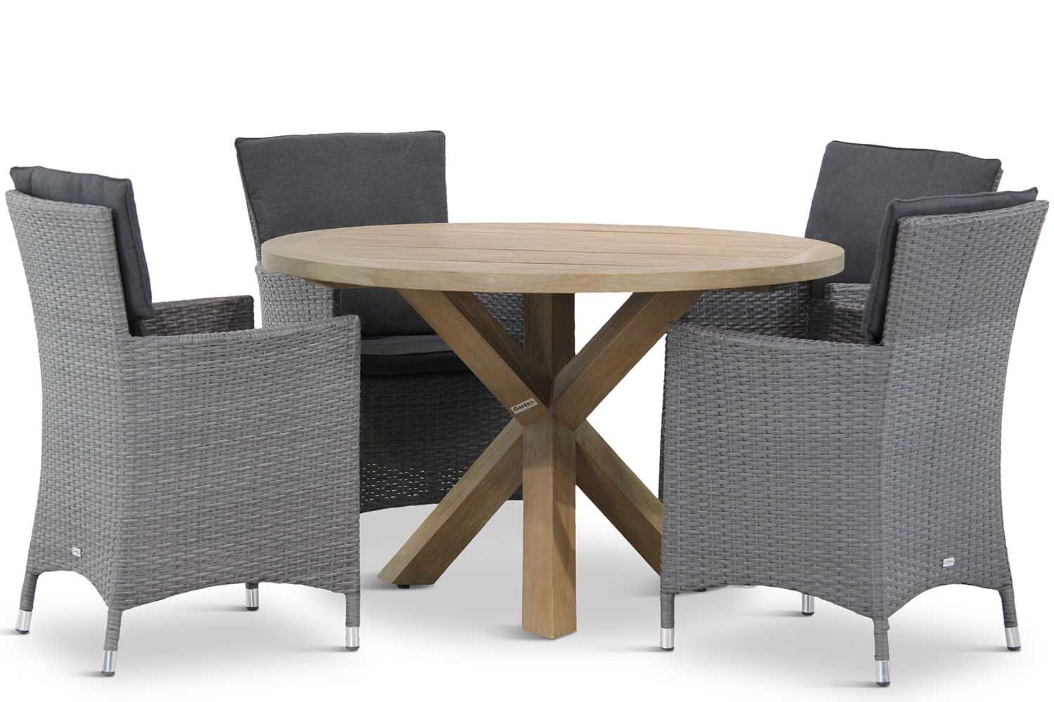 Garden Collections Orlando/Sand City rond 120 cm dining tuinset 5-delig - Grijs-antraciet