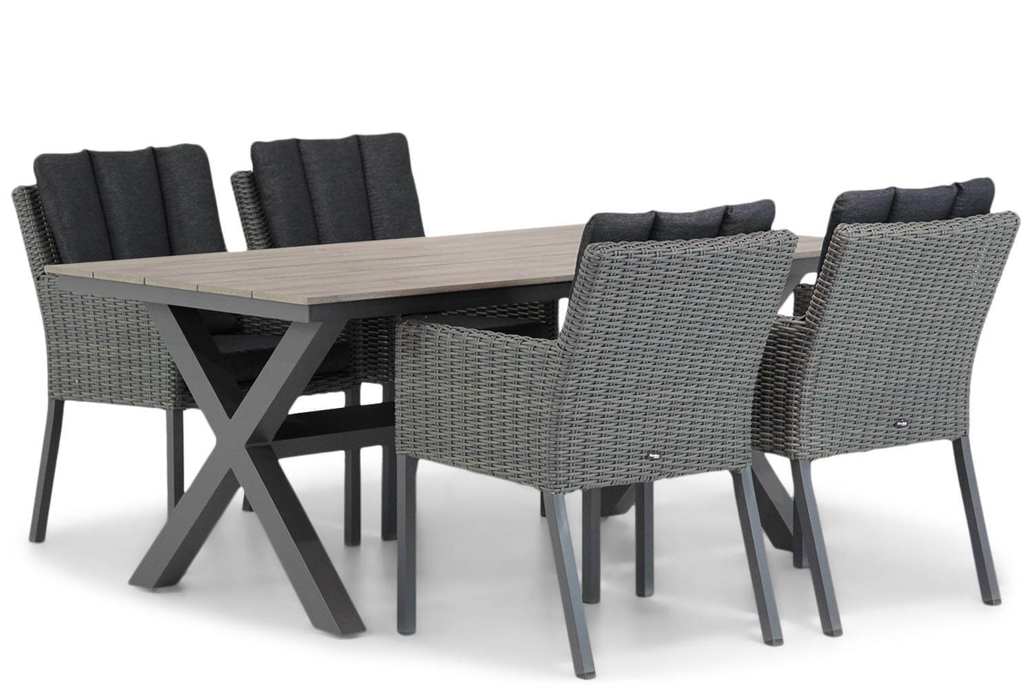 Garden Collections Oxbow/Forest 180 cm dining tuinset 5-delig - Grijs-antraciet