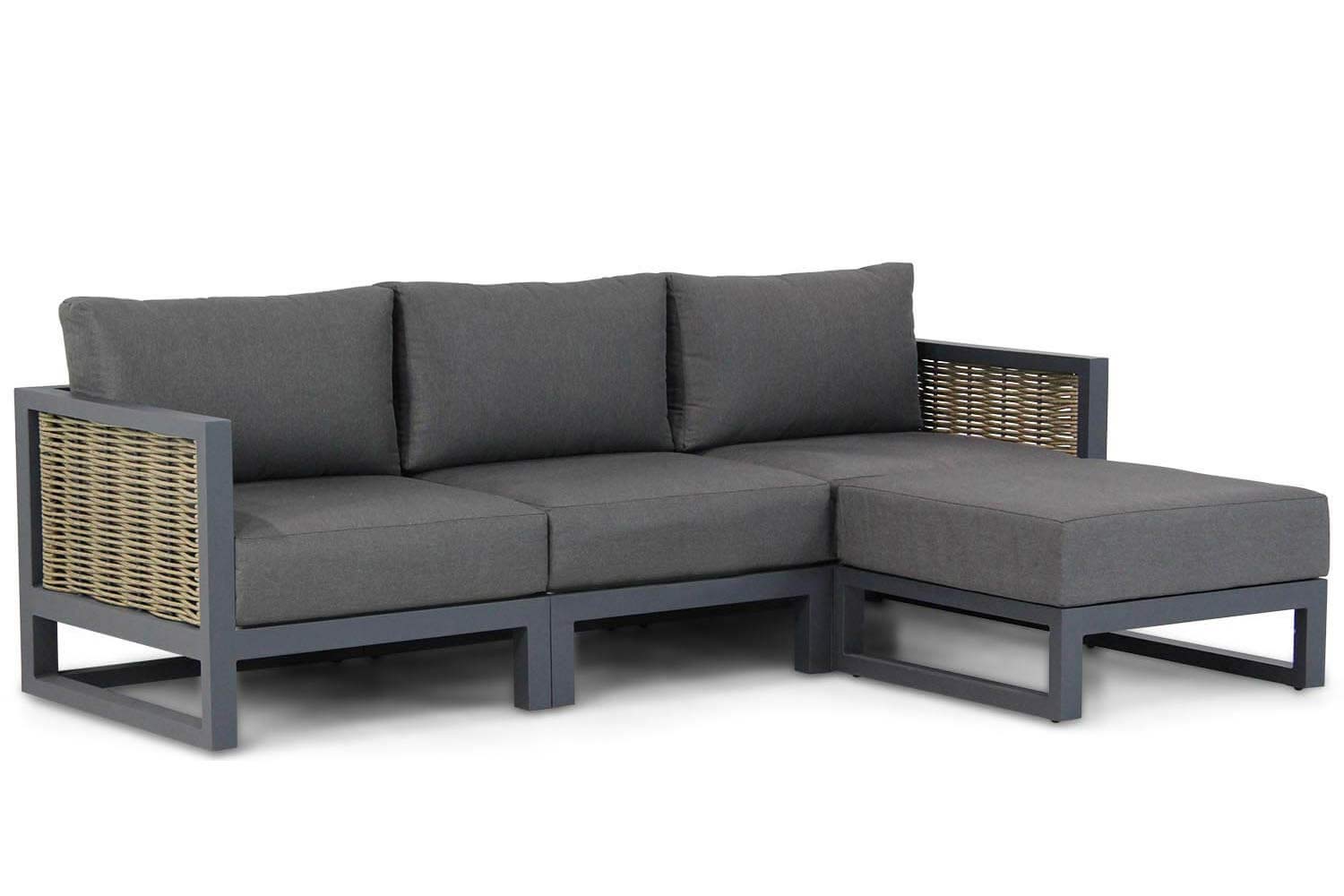 Santika Furniture Santika Salviano chaise longue loungeset 4-delig - Grijs-antraciet