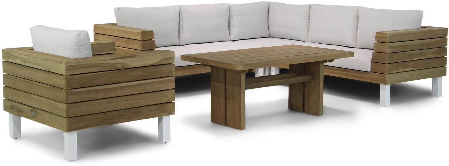 Lifestyle Garden Furniture Lifestyle Seashore/Brighton 140 cm hoek loungeset 5-delig - Old teak greywash